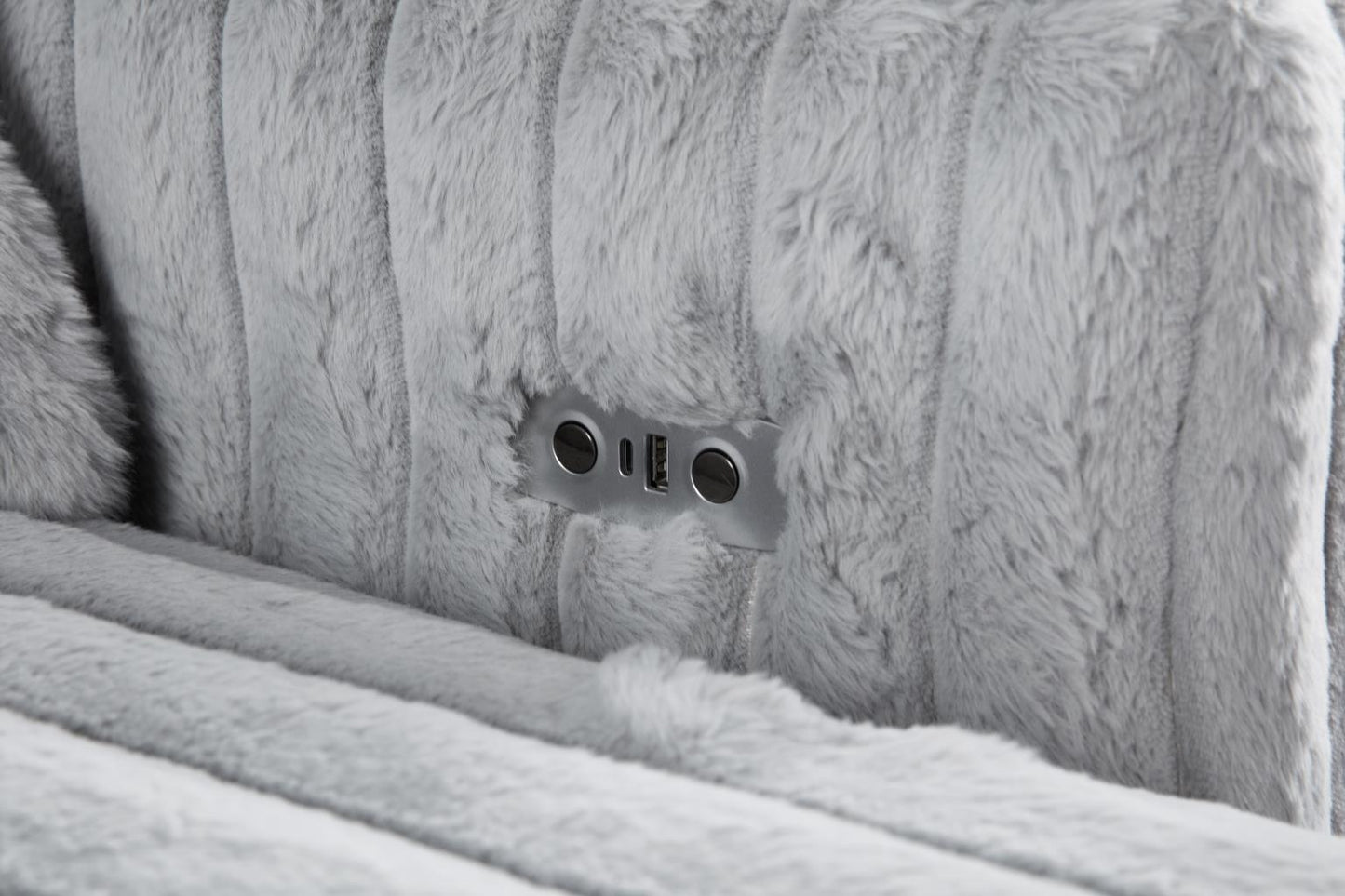 GRAY CORDUROY POWER 4 SEATER SOFA
