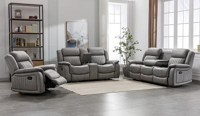 RECLINING SOFA w/ DROP TABLE & LOVESEAT w/ CONSOLE & USB