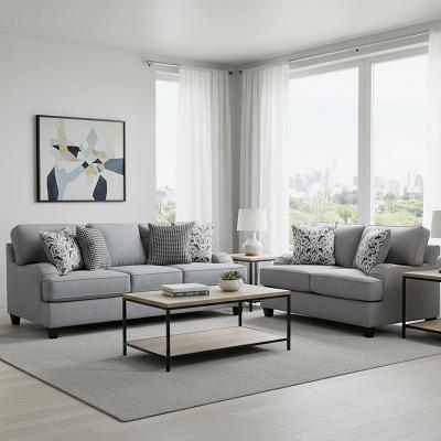 SOFA AND LOVESEAT SOFT GREY TEXTURED FABRIC