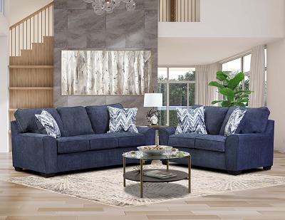 U256 SOFA AND LOVESEAT BLUE TEXTURED FABRIC.