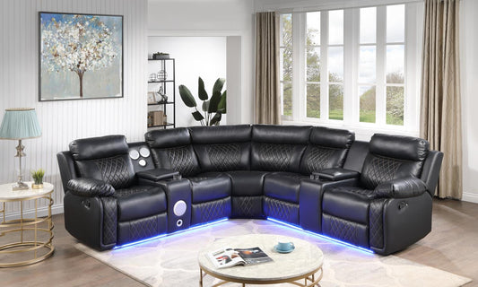 BLACK MOTION 3 PC SECTIONAL W/BLUETOOTH SPEAKER